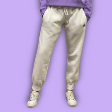 Load image into Gallery viewer, Bright White Women&#39;s Trackies (Tillandsia Purple Logo)
